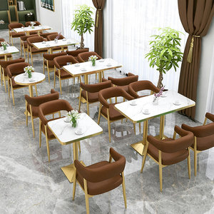 Asian Style Durable Restaurant Sintered Stone Top <strong>Dining</strong> <strong>Table</strong> with Fabric Chair - Product Image 1