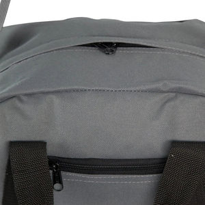 Nouvel article : Sac de sport unisexe en polyester avec sangle réglable, fermeture éclair, poignée souple, gris uni, pour la gym et les voyages - Product Image 6