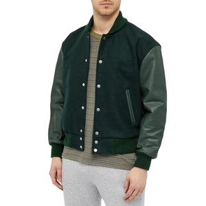 Veste bomber universitaire respirante en laine molten 100% avec logo personnalisé, manches en cuir de vachette véritable, pour l'hiver - Product Image 3