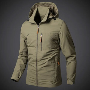 New Men's Outdoor Waterproof Windbreaker <b>Jacket</b> Covered Button Closure Breathable Comfortable Patchwork Design <b>Fleece</b> <b>Lining</b> for - Product Image 5