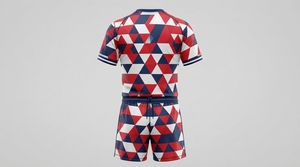 Ensemble de maillot de football pour hommes, imprimé géométrique, manches courtes, évacuation de l'humidité, coupe athlétique, uniforme pour adultes toutes saisons - Product Image 2
