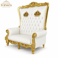Canapé de mariage pour les mariés, fauteuil royal à dossier haut, chaise trône pour le roi et la reine, or et blanc, pour hôtel, banquet, événement, scène