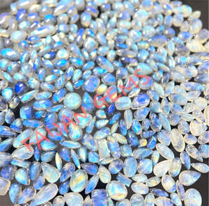 Cabujón de piedras preciosas sueltas de piedra lunar arcoíris blanco Natural, cabujón de cristal pulido de todos los tamaños para la fabricación de joyas - Product Image 4