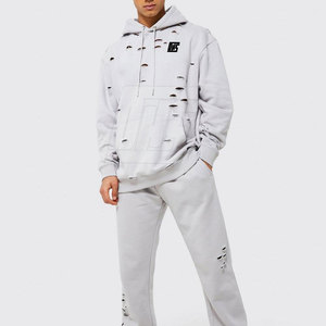 Sweats à capuche déchirés pour hommes, en mélange de coton doux, coupe décontractée, idéal pour le style urbain, la mode décontractée et les activités de plein air. - Product Image 3