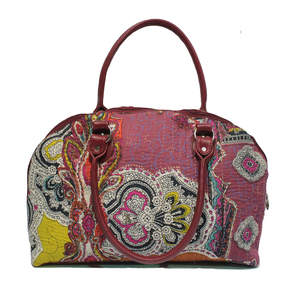 Bolso Tote Ligero con Cierre de Cremallera y Estampado Floral Hecho a Mano, Estilo Boho de Algodón Indio para Mujer - Product Image 1