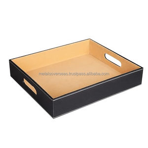 Bandeja de servicio rectangular de cuero vegano de primera calidad con diseño elegante y construcción resistente para oficina en casa y propósitos - Product Image 4