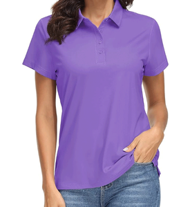 Camiseta Casual de Mujer al por Mayor, Jersey de Secado Rápido, Color Sólido, Transpirable, Manga Corta, Cuello Camisero - Product Image 3