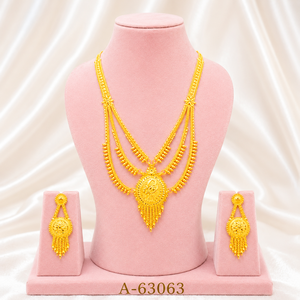 22K Gold Plated Bridal Jewelry Set with Long Necklace and Earring Set Zircon Trendy Wedding/Party/Gift A-63063 - Product Image 1