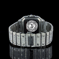 Montre de qualité supérieure avec cadran en diamant moissanite, boîtier en acier inoxydable, mouvement automatique, pour un usage quotidien, disponible à la vente