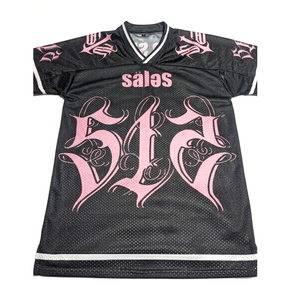 Maillots de football américain tendance, nouvelle collection, col en V, noir et rose, grandes tailles, avec impression par transfert thermique - Product Image 1