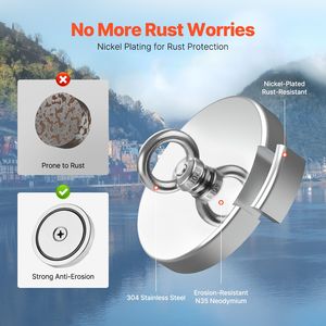 Magnete da Pesca al Neodimio Super Potente con Forza di Trazione di 318 Kg, Manico da 6 cm, Magnete di Sollevamento Superiore in Terre Rare - Product Image 4