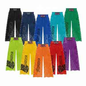 Pantalones de chándal unisex de corte holgado, de peso pesado, con dobladillo desgastado, a la moda y con estilo, personalizados, al por mayor - Product Image 1