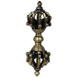 Dorje bouddhiste tibétain artisanal de 4 pouces, petit dodecaèdre à neuf pointes en laiton, fabriqué en Inde, exotique, Inde ZEN843, autres objets ethniques - Product Image 1