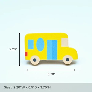 Nouvelle Arrivée Poignées de Tiroir pour Enfants en Bois de Pin Multicolore Design Contemporain, Poignées Durables pour Armoire et Commode en Forme de Bus Jaune - Product Image 3