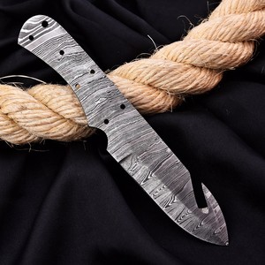 Cuchillo de Acero de Damasco en Blanco para Forjar, Hoja Completa, Tipo Gut Hook, Kit de Cuchillo de Caza de Hoja Fija Personalizado OEM/ODM - Product Image 3