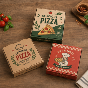 Boîte d'emballage alimentaire jetable écologique biodégradable sur mesure, en papier kraft ondulé épaissi, forme carrée, pour pizza - Product Image 6