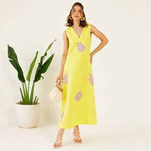 Robe Sundowner à taille naturelle, en coton tissé, avec doublure en coton, silhouette décontractée en A - Product Image 1