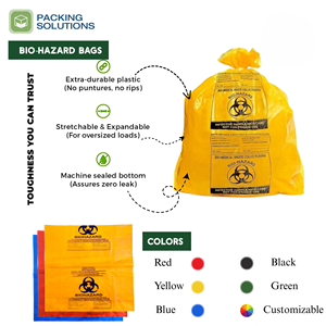 Residuos peligrosos Amarillo Rojo Azul Verde 32-45 Galones 120-170 Ltr Bolsa de plástico Bolsa de residuos infecciosos médicos para basura de riesgo biológico - Product Image 4
