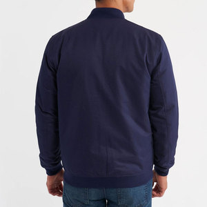 Blouson Bomber Bleu Marine pour Homme, Col Montant, Fermeture Éclair, Vêtement d'Extérieur Décontracté en Polyester, Coupe Classique pour l'Automne - Product Image 2