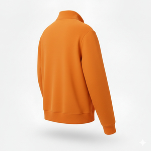 <b>Men's</b> Winter Fleece Half Zip <b>Pullover</b> Eco-Friendly Knitted Sweatshirt with Stand Collar Pocket Plain Dyed Half Zip Sweatshirt - Product Image 2