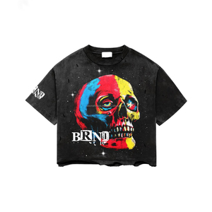 Custom Printed Distressed Acid Wash T-Shirts 260gsm French Terry Boxy <b>Tshirts</b> Oversized Heavyweight Men <b>Long</b> Sleeve T Shirt - Product Image 6