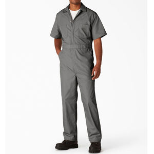 Combinaison de travail pour homme, grise, à manches courtes, résistante, en polyester respirant, avec poches - Product Image 6
