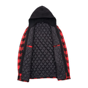 Chemise en flanelle à carreaux rouge et noir à capuche pour homme, veste décontractée d'hiver à manches longues, coupe classique, taille adulte - Product Image 3