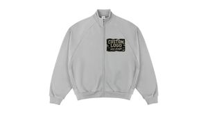 Streetwear gris foncé brodé zippé en coton et polyester, coupe oversize et carrée, épaules tombantes, option d'impression DTG, DTF, sérigraphie et broderie - Product Image 2