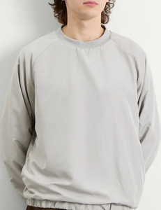 Custom Wholesale <b>Mens</b> Light <b>Grey</b> Crew Neck Windbreaker Jacket Loose Fit Raglan Sleeve Plain Pullover Casual Autumn Outerwear - Product Image 5