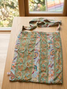 Sac fourre-tout en coton à imprimé floral de qualité supérieure, couleur verte, ouverture supérieure, bandoulière, sac de shopping artisanal écologique réutilisable, vente en gros - Product Image 4