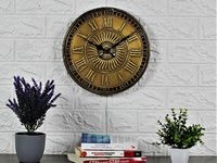Décoration murale artisanale vintage en bois avec incrustation en laiton, motif soleil, pour la maison