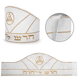 Mitra de Capítulo del Arco Real de Alto Sacerdote, Bordado 3D Blanco y Dorado, 100% Poliéster - Product Image 6