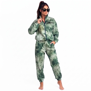 Customize <b>Women's</b> Green <b>Camo</b> Print Tracksuit Set Long Sleeve Zip Up Jacket And <b>Jogger</b> Pants Sporty Outfit - Product Image 3
