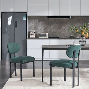 Set di 2 Sedie da Pranzo Moderne Stile Mid-Century, Rivestite in Bouclé con Gambe in Metallo Nero per Cucina e Sala da Pranzo - Product Image 2