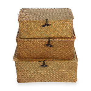 Offre compétitive : boîtes rustiques en jonc de mer, plusieurs tailles, boîte à bijoux de qualité supérieure, décoration pour table ou étagère à la maison - Product Image 1