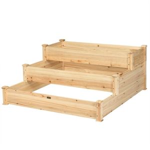 Jardinière en bois surélevée à 3 niveaux pour arrangements saisonniers en extérieur - Product Image 1