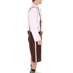 Premium Quality <b>Mens</b> Brown Vintage Lederhosen <b>Shorts</b> with Suspenders Embroidered Front Panel Bavarian Trachten <b>Festival</b> Wear - Product Image 5