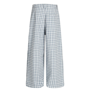 Custom Plaid Wide Leg Trousers Men High Waist Front Pleated Loose Fit Casual Bottoms Straight Cut Apparel - Product Image 3