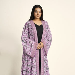 Abaya Larga de Gasa Estampada para Mujer, Estilo Cardigan Árabe Abierto por Delante, Moda Islámica, Atuendo de Oración, ODM, Ramadán - Product Image 3