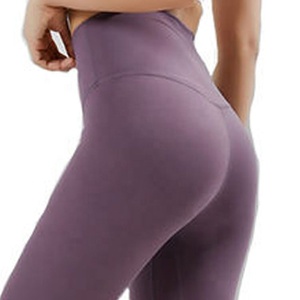 Couleur unie personnalisée pour dames Gym Fitness Active Wear extensible Yoga collants pantalon pleine longueur Legging pour les femmes - Product Image 5