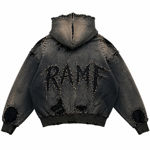 Sweat à capuche personnalisé de haute qualité, écologique, épais, 5XL, unisexe, avec broderie 3D Y2K, 400gsm 500gsm, coupe courte - Product Image 4
