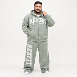 Ensemble de survêtement unisexe en molleton lavé avec veste zippée et pantalon décontracté, appliqué personnalisé, style streetwear, deux pièces assorties pour l'hiver - Product Image 3
