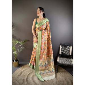 Sari Paithani de Seda Pura Lichi Banarasi - Product Image 4
