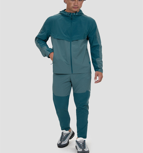 Coupe-vent personnalisé avec logo, imperméable, en coton épais, streetwear, à capuche, pour hommes, ensemble de survêtement de sport d'extérieur - Product Image 6