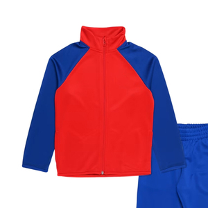 Conjunto de Uniforme Escolar de Felpa con Bloques de Color Rojo y Azul para Niños, Ropa Escolar Primaria, Tejido de Poliéster - Product Image 4