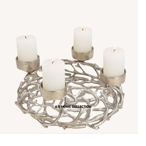 Aluminum <b>Tree</b> Branch Shape <b>Stand</b> With Classic Flower Top Designing Silver Plated European Luxury Home Decoration Candle Holder - Product Image 6