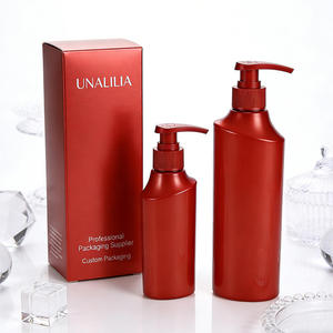 5oz 8oz 10oz Red PET Plastic Lotion <b>Pump</b> <b>Bottle</b> for Shampoo Conditioner Hair Care Custom Cosmetic Packaging Container - Product Image 4