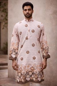 Conjunto de Kurta de Rayón con Estampado Digital y Trabajo Schiffli para Hombre, Diseño Tradicional, con Pantalón Payjama - Product Image 2