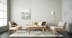 Mid-Century Modern Three Seater Fabric <b>Sofa</b> with Pet Friendly Upholstery Solid <b>Wood</b> <b>Frame</b> for Living Room Apartment Home Hotel - Product Image 5