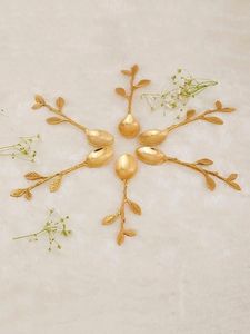 Ensemble de couverts en acier inoxydable doré finition satinée, faits à la main et personnalisés, vaisselle de cuisine moderne de luxe, couteau, fourchette, cuillère - Product Image 4